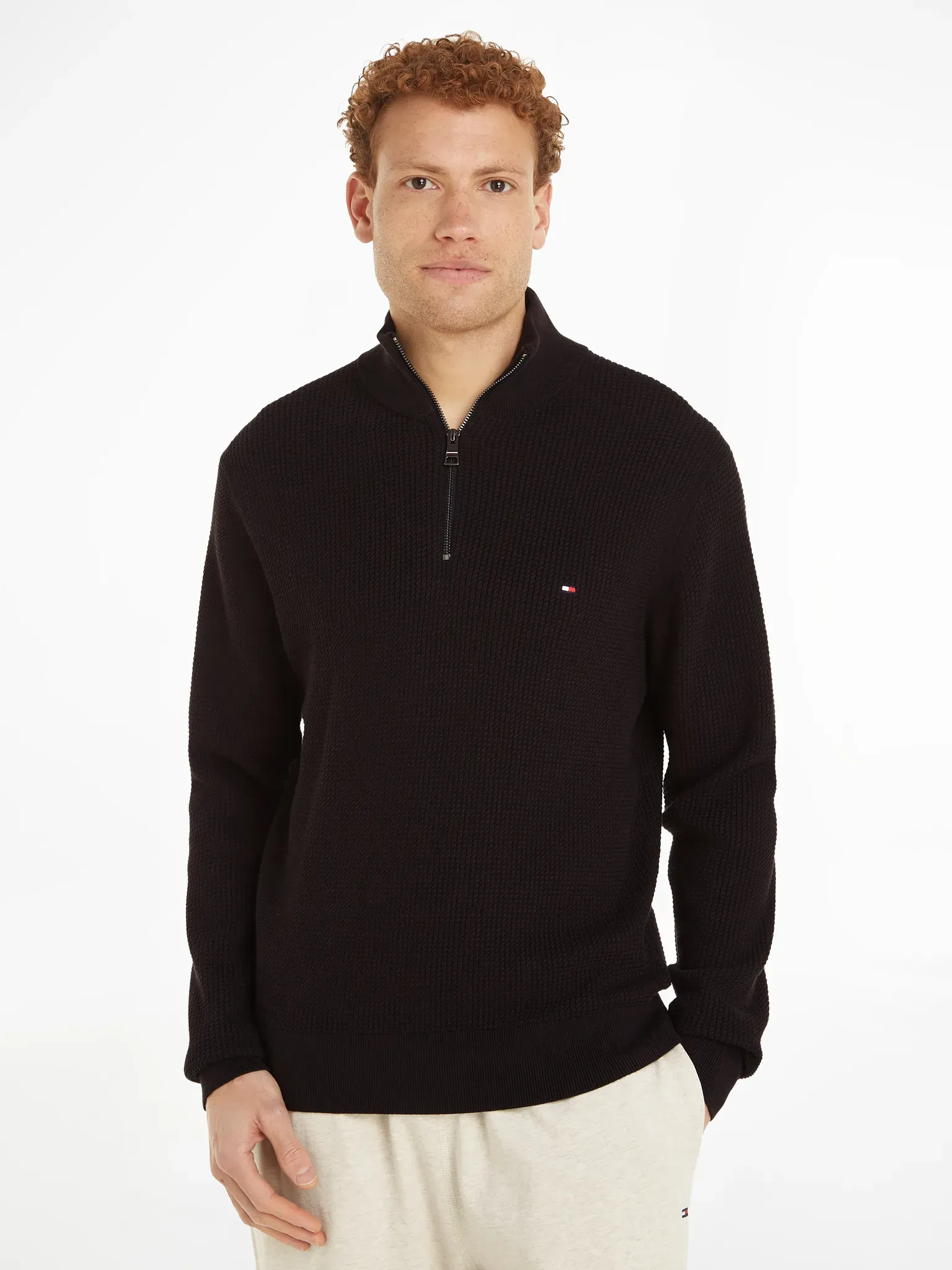 Tommy Hilfiger Troyer »STRUCTURE ZIP MOCK« TOMMY HILFIGER Black S