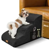 Hundetreppe für Kleine Hunde, 3 Stufen Katzentreppe 60x40x40cm, Schwarz