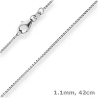 Schmuck Krone Goldkette 1,1mm Zopfkette aus 585 Weißgold 42cm, Gold 585 silberfarben
