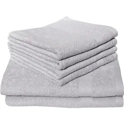 Handtuch Set DYCKHOFF "Planet", silber, 6 tlg., Frottier, Obermaterial: 100% Baumwolle, Handtuch-Sets, 4 Handtücher (50x100cm), 2 Duschtücher (70x140cm)