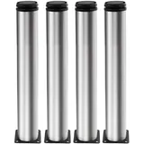 Drenky 4 Stück Möbelfüße Metall Tischbeine Metall 35cm Rund Edelstahl Gebürstet möbelfüße verstellbar Tischbeine Höhenverstellbar Gesamthöhe 350mm-365mm Kommen Mit Edelstahlschrauben für Möbel Projekt