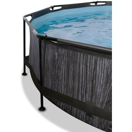 EXIT TOYS EXIT Black Wood Pool ø300x76cm mit Filterpump und Sonnensegel - schwarz