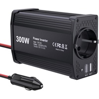 300W KFZ Wechselrichter LEICESTERCN Spannungswandler 12v 230v Stromwandler 12 auf 230 Inverter mit EU Steckdose 2 USB Anschlüsse KFZ Zigarettenanzünder Stecker