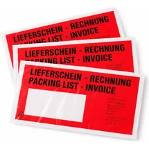 Baytronic Dokumententaschen, DIN lang, rot schwarz bedruckt Lieferschein/Rechnung (1000 Stück)