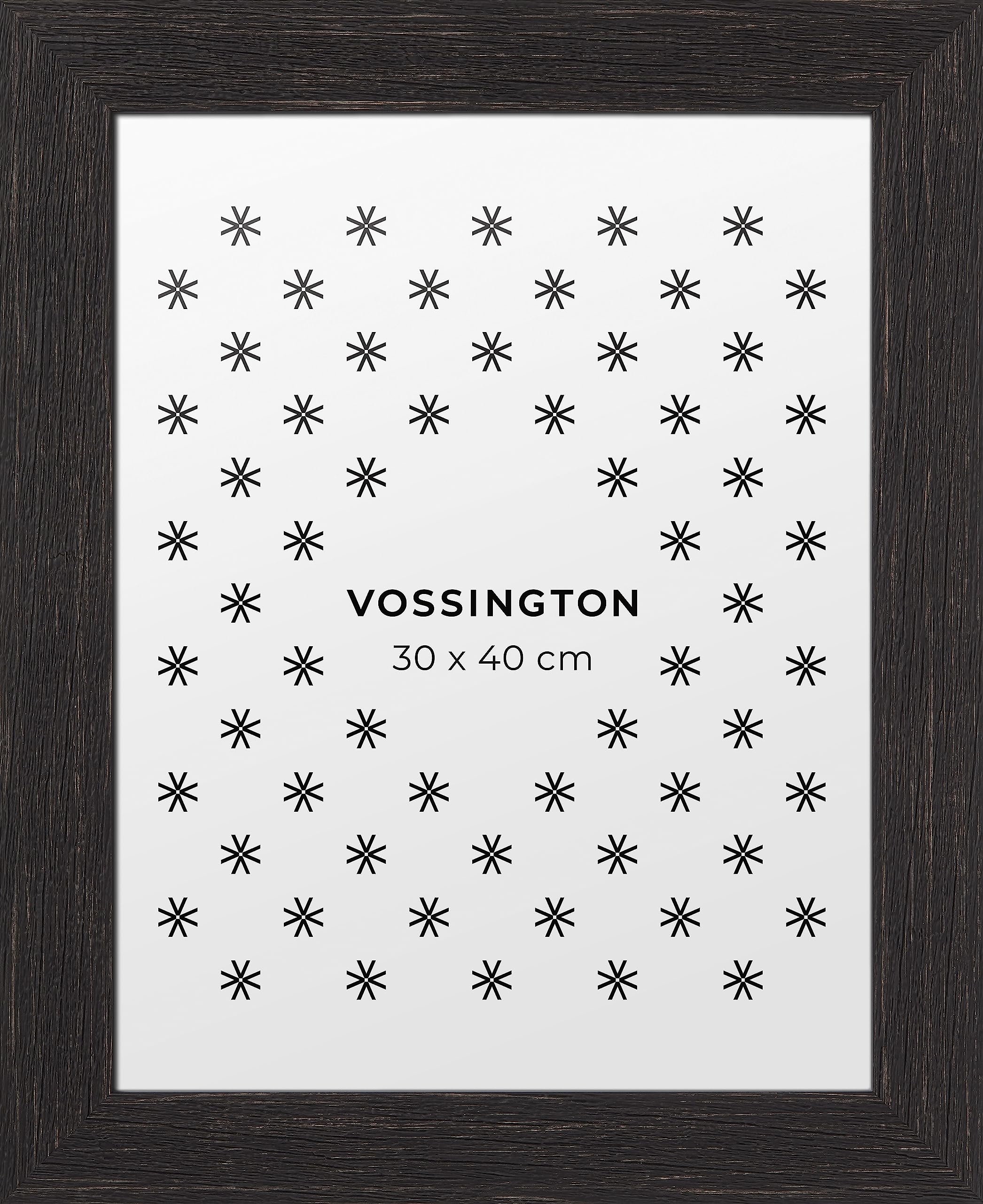 Vossington Bilderrahmen 30x40 Schwarz - Vintage - Rustikaler Charakter und Charme - Künstliche Holzmaserung - Rahmen für 1 Bild, Foto, Poster oder Puzzle im Format 30 x 40 cm (40x30 cm)