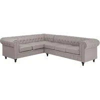 Beliani Ecksofa Beige Rechtsseitig Chesterfield