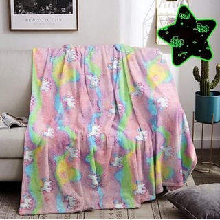 HZVRTN Kuscheldecke Kinder Einhorn/Dinosaurier/Weltraum Decke, kuscheldecke leuchtet im Dunkeln, warme Decke Flauschige Geschenke für Jungs mädchen Sofa Kinderdecke (Einhorn F, 150x200cm)