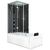 AcquaVapore Grossraumdusche Whirlpool Dusche Kombination K05-R32-WP-EC Duschtempel 90x180 cm, Sicherheitsglas ESG, inklusive Duschwanne, Integrierte Massagedüsen, Rutschsicher, Schnelle Reinigung, Nackenstüt schwarz