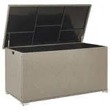 Beliani Auflagenbox, Beige, Grau, Natur, Schwarz, Kunststoff, 155x80x75 cm, Aufbewahrung & Schutzhüllen, Gartenboxen