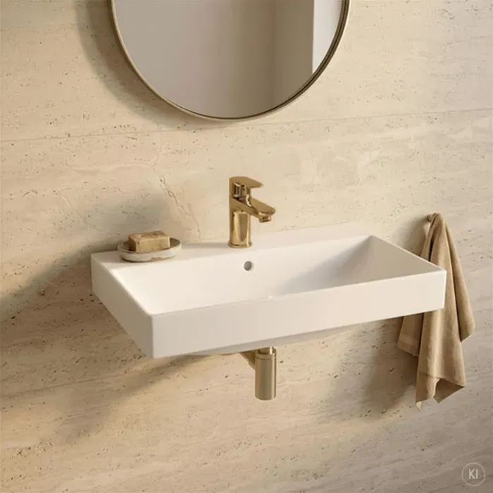 CARLDIX x LAUFEN Waschtisch 60 cm A91002006001  Weiß, 600 x 460 mm, mit Überlauf und Hahnloch, Wandmontage