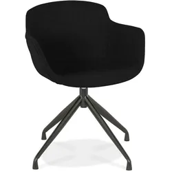 Kadima Design Bürostuhl Schwarz Polster Modern | 54x59x80 cm | 360° Drehsessel | Gepolsterte Armlehnen | Robustes Metallgestell