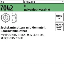 F. REYHER Nchfg. GmbH & Co. KG Sechskantmutter ISO 7042 M12 8 250 Stück