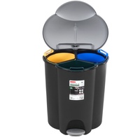 Curver Abfalleimer 40L Treteimer Müllsortierung 3 Fächer Mülltrennsystem Abfalltrennsystem 3-Fach Inneneimer aus Kunststoff