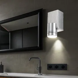 ETC Shop 4er Set LED Wand Spot Strahler Wohn Ess Zimmer Beleuchtung ALU Spot Leuchte gebürstet