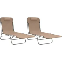 vidaXL Sonnenliegen Klappbar 2 Stk. Taupe Textilene und Stahl
