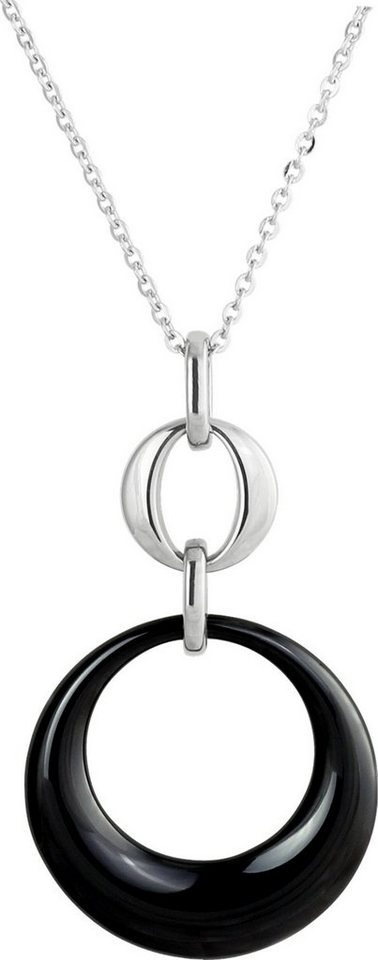 Amello Edelstahlkette Amello Round Halskette silber schwarz (Halskette), Damen Halsketten (Round) aus Edelstahl (Stainless Steel) silberfarben