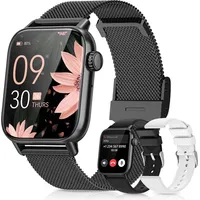 Smartwatch Damen mit Telefonfunktion Fitnessuhr SpO2, Herzfrequenz, Schlafmonitor, Menstruationszyklus IP68 Sportuhr,Schwarz - Schwarz