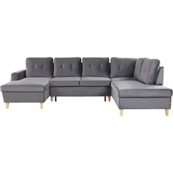 Schlafsofa LERUM Grau Samtstoff Symmetrisch