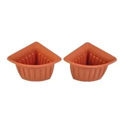 BURI Eck-Blumentopf 2er-Set Terrakotta Pflanztopf Blumenkübel Pflanzkübel Pflanzgefäß Terrakotta