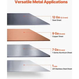 Vevor Biegemaschine, 1220 mm Kantbank, 2,5-mm-Weichstahl-Biegedicke, 0–135 Grad einstellbar, Blechbieger, Schwenkbiegemaschine mit 8 Fingern, Blechbiegemaschine für präzises Biegen