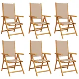 vidaXL Gartenstühle Verstellbar 6 Stk. Taupe Stoff und Massivholz