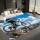 Generisch Teppich Wohnzimmer Mountainbiken Sport Radfahren 140x200 cm Home Kurzflor Teppich, Teppich Waschbar, Teppich Flauschig, Schlafzimmer Teppich, Weicher Teppich