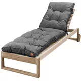 Bielik Stepp Auflage Gartenliege – wetterfeste Sonnenliege Auflage für Deckchair Holz, wasserabweisendes Gartenliegen Polster mit Oeko-TEX-Zertifikat und Befestigung –(Dunkelgrau)