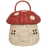 Pilzkorb 11 Zoll Hausform Pilzkorb mit Deckel tragbarer dekorativer Rattankorb mit Grifffotografie Requisiten Geschenke für Kind für tägliches Zuhause