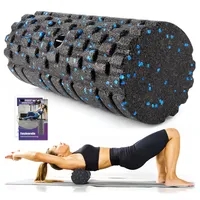 nooncrazy Faszienrolle mit 3D-Texturmassage, Foam Roller(33cm x 14cm) zur Muskelverspannungen lindern, mittlere Härte Selbstmassage Fazienrolle für rücken wirbelsäule Rücken Beine (Schwarz-blau)