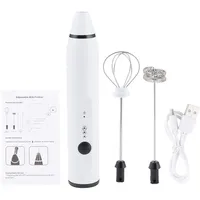 Elektrischer Milchaufschäumer, wiederaufladbarer Milchaufschäumer tragbarer elektrischer Kaffeemischer Hand-Eierschläger Einstellbare Geschwindigkeit Milchmixer Haushaltsküchengeräte(2# Weiß)