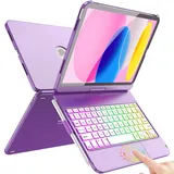 FUWANG Touch-Tastatur-Hülle für iPad (A16) 11. Generation 27,9 cm (11 Zoll) 2025 und 10. Generation 2022, 360° drehbar, für iPad 10. Generation Hülle mit Tastatur, beleuchtete Tastaturhülle mit