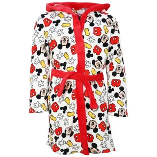 Disney Kinderbademantel Disney Mickey Maus Kinder Jungen Coral Fleece Bademantel mit Kapuze, Polyester, Gürtel, Gr. 98 bis 128 bunt 110/116