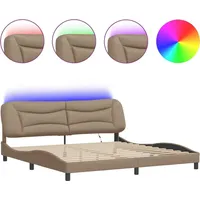 VidaXL Bettgestell mit LED ohne Matratze "Hvar" Cappuccino-Braun 200x200