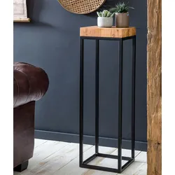 Kadima Design Massiver Holz-Beistelltisch, Akazienholz und Metall, Industriedesign. 30x30x97 cm
