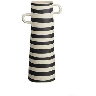Asa Selection ASA 84004130 Vase, Steingut, 28cm, Mehrkernige, Hellgrau/Gebrochenes Weiß, Gestreift