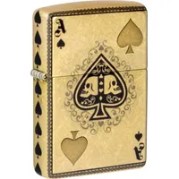 Zippo Feuerzeug ZIPPO Benzinfeuerzeug "Ace of Spades", 540° Gravur, Messing (1-St), Original Zippo; Unbefüllt goldfarben|schwarz