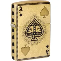 Zippo Feuerzeug ZIPPO Benzinfeuerzeug "Ace of Spades", 540° Gravur, Messing (1-St), Original Zippo; Unbefüllt goldfarben|schwarz