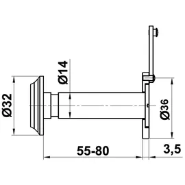 MS Beschläge Chrom glänzend Sicherheits-Türblick Feuerschutz Türspion 55-80mm Türsicherheit