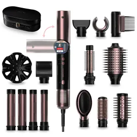 Cecotec Multifunktionaler Luft-Haarstyler – 14 Aufsätze und flexibler Griff AirGlisse 14in1 Flex Black. 1400 W, 110.000 U/min, Coanda-Technologie, Brushless-Motor, Keramik- und Keratinbeschichtung