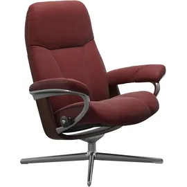 Stressless Relaxsessel STRESSLESS "Consul", rot (cherry paloma), B:91cm H:102cm T:79cm, Leder PALOMA: PALOMA ist ein durchgefärbtes Semianilin-Möbelleder mit natürlicher Narbung., Sessel, Relaxsessel, mit Cross Base, Größe S, M & L, Holzakzent Braun