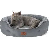 Bedsure Katzenbett waschbar Katzen Bettchen - 63x53x20cm Katzenbett mit Zweiseitig Innenkissen Katzenschlafplatz für Katzen oder kleine Hunde,Grau
