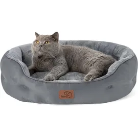 Bedsure Katzenbett waschbar Katzen Bettchen - 63x53x20cm Katzenbett mit Zweiseitig Innenkissen Katzenschlafplatz für Katzen oder kleine Hunde,Grau