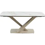 vente-unique MALATA 6-10 Personen ausziehbar 76 x 75 x 90 cm beige/weiß