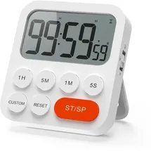 Liorque Digitaler Küchentimer Magnetisch Stoppuhr Timer mit Uhr, Magnet, 3-stufiger Lautstärke, LCD Anzeige für Kochen, Sport, Studieren, 2 AAA Batterien inklusive