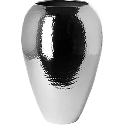 Dekovase FINK "MALANA", silber (silberfarben), H:32cm Ø:21cm, Eisen, Vasen, gehämmert, Handarbeit, Unikatcharakter, vernickelt, wasserdicht