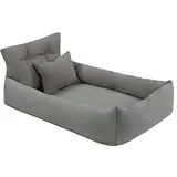 Juelle Orthopädisches Hundebett Kunstleder Hundesofa mit Orthopädischer Matratze für Große Hunde Abnehmbarer Bezug, Maschinenwaschbar, Hugo L-XXL (100x80 cm, Dunkler Popiel)