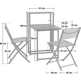 Svita Balkon-Set platzsparend Balkon-Möbel kleiner Balkon klappbar Dunkelgrau