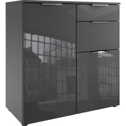 Kombikommode WIMEX "Level36 C by fresh to go", grau (graphit, glas grau), B:81cm H:84cm T:41cm, Spanplatte, Sideboards, mit Glaselementen auf der Front, soft-close Funktion, 81cm breit