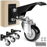 XERSEK Lenkrolle 4X 50mm Schwerlastrolle Transportrollen Absenkbar für Werkbank, (Absenkbar Lenkrollen Heberollen Industrierollen, bis 150 kg, für Werkbänke oder andere Geräte, Schwarz)