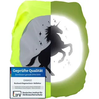 EANAGO Premium Ranzenhülle >EINHORN< für Schulranzen und Rucksack - mit großem Sicherheitsreflektor - 100% wasserdicht - universell passend - Regenschutz/Regenüberzug/Regenhülle - Einheitsgröße